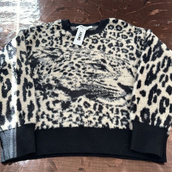 Dkny Women's Faux-Fur Animal-Print Crewneck Sweater - Picture 4 of 7